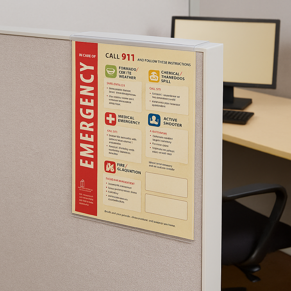 Cubicle Sign Holder - Single-Sided Partition Wall Sign Frame - 4 inch x 6 inch - 2" Cubicle finish