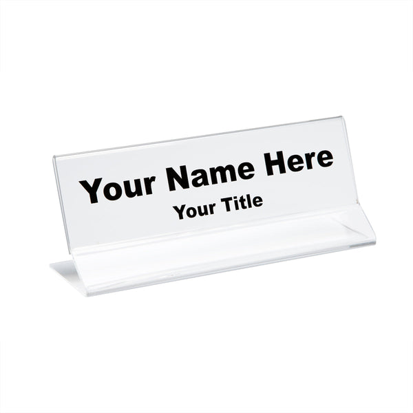 Acrylic Office Desk Name Plate Sign Holder - 8-1/2 inch x 2-1/2 inch - Clear finish