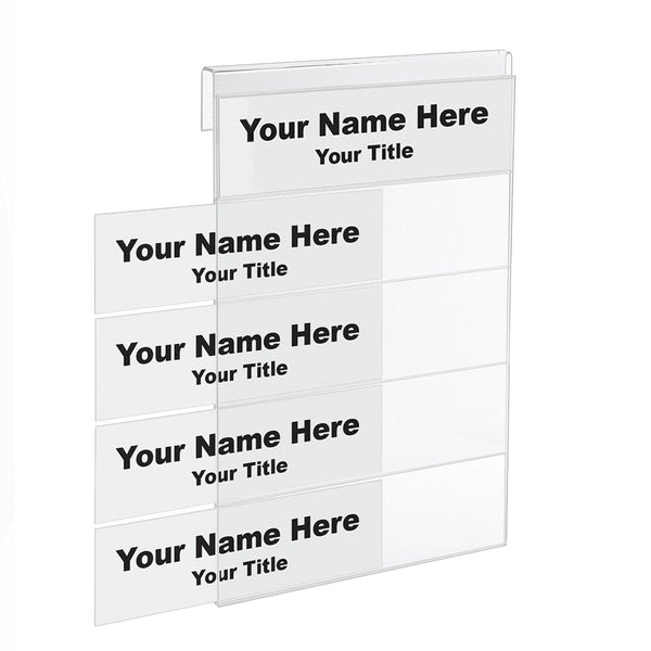 Multi-Tier Nameplate Holders for Glass/Thin Partitions - 5-Slot - 8-1/2 inch x 2-1/2 inch - 1/4"