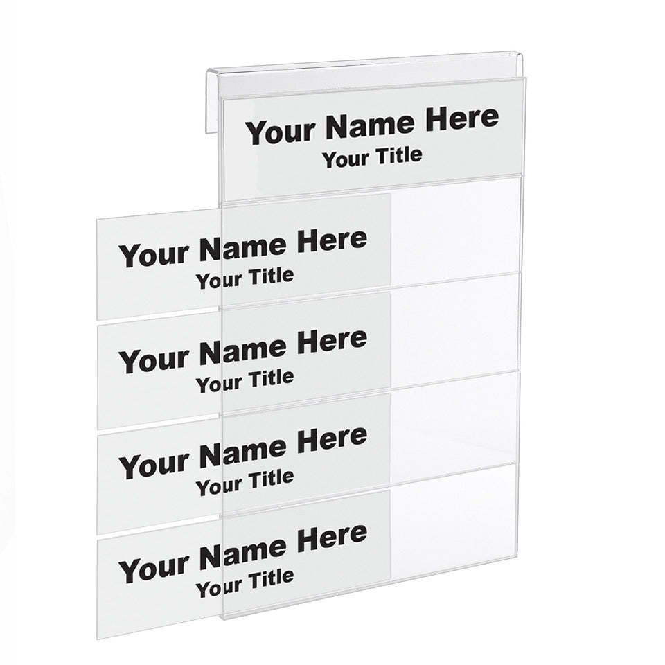 Multi-Tier Nameplate Holders for Glass/Thin Partitions - 5-Slot - 8-1/2 inch x 2-1/2 inch - 1/4"