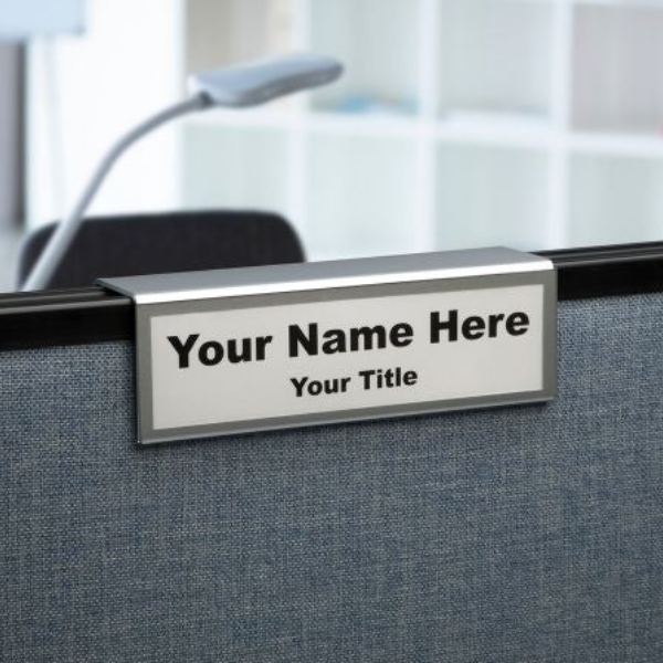 Bordered acrylic cubicle nameplate holder single-sided office sign for partition 6 inch x 4 inch 2 inch cubicle depth
