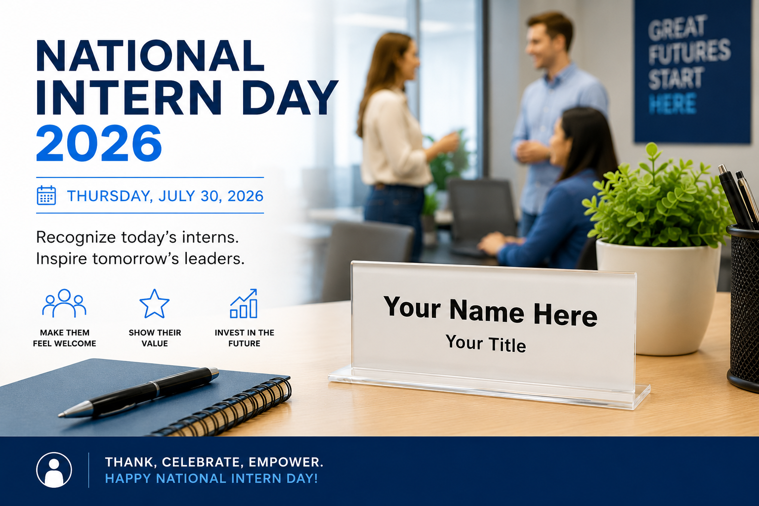 Celebrate National Intern Day 2026 with Professional Acrylic Name Plate Holders