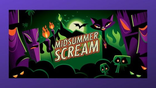 Sign Holders point to Midsummer Scream in Long Beach, Aug 3-4