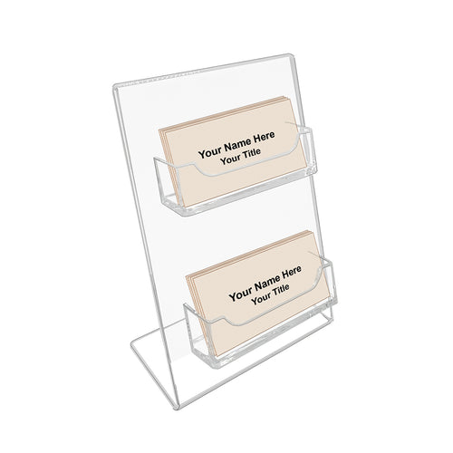 Two-Pocket Acrylic Gift Card Display Holder w/ 5" x 7" Sign Holder