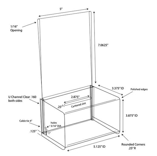 Acrylic Donation Box specs drawing