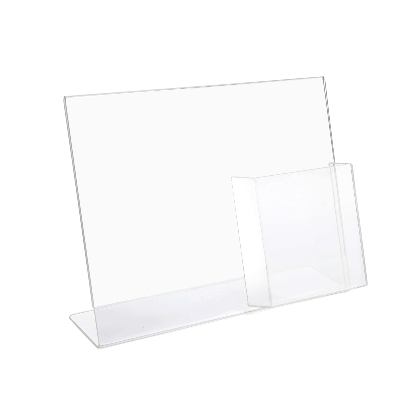 Acrylic Sign Holder with Brochure Pocket Landscape