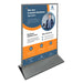 Double-sided display stand with silver border 8-1/2" x 11"