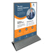 Double-sided display stand with silver border 8-1/2" x 11"