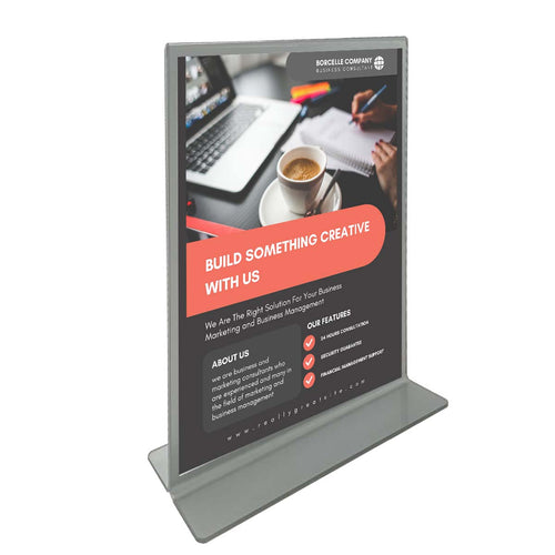 Double-Sided Sign Display Holders with Silver Border 8-1/2" x 11"