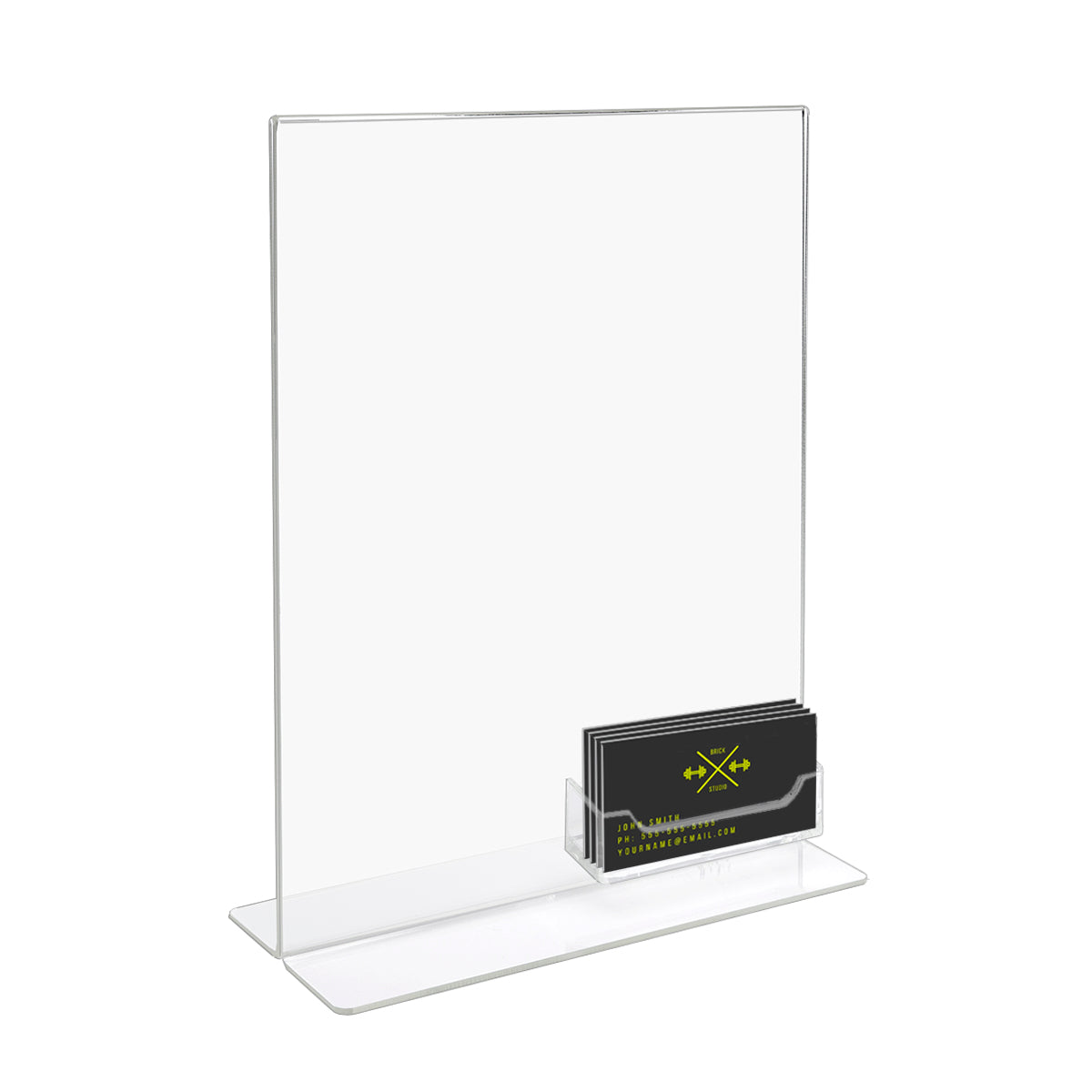 Bottom-Loading Sign Holder with Card Pocket - 5 inch x 7 inch