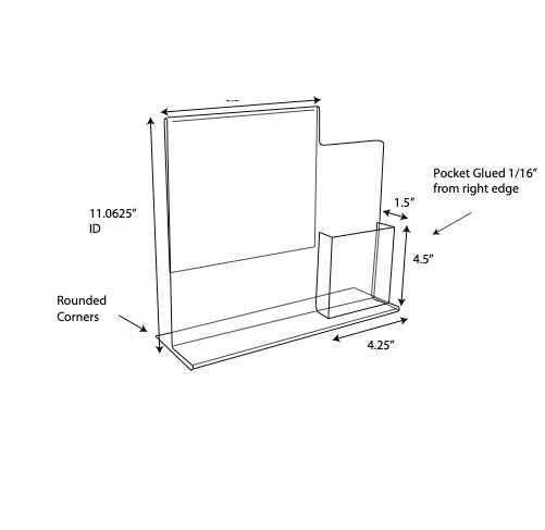 Acrylic POP Sign Holder with Brochure Pocket