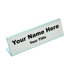 Green Office Desk Name Plate Holders - Slant Back