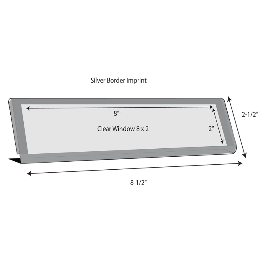 Office Desk Nameplate Holders w/ Border - 8-1/2 inch x 2-1/2 inch - Black finish