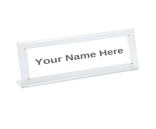 Slant Back Acrylic Nameplate Holder with Magnets - 8-1/2" x 2"