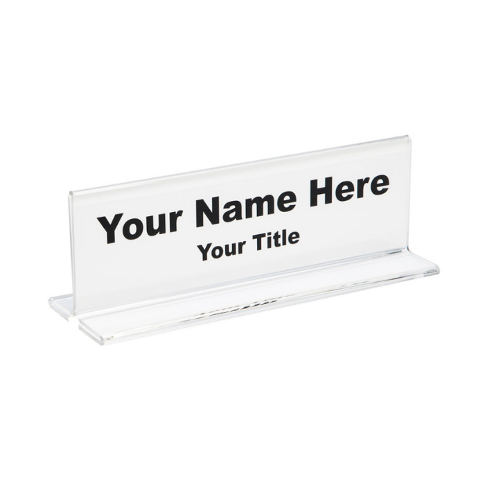 Acrylic Double Sided Office Desk Name Plate Holders Clear