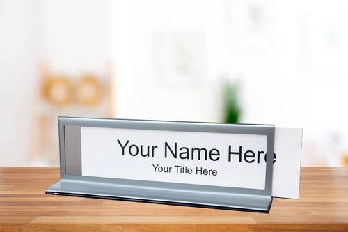 Office Desk Nameplate Holder with Color Border