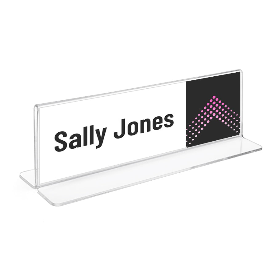 Double-Sided Acrylic Desk Name Plate Sign Holder - Clear finish