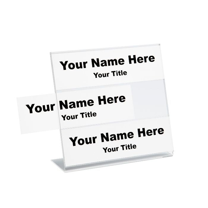 Multi-Tier Office Desk Nameplate Holder - 8-1/2 inch x 2-1/2 inch - Black finish