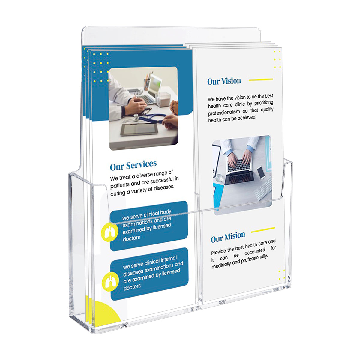 Two pocket wall mount brochure holder- 9-1/8" wide