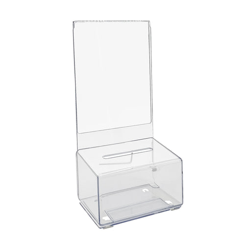 Clear Lexan Donation Box with Sign Header