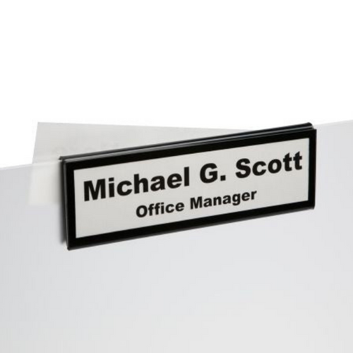 Glass Wall Cubicle Name Plate Holders - Double-Sided