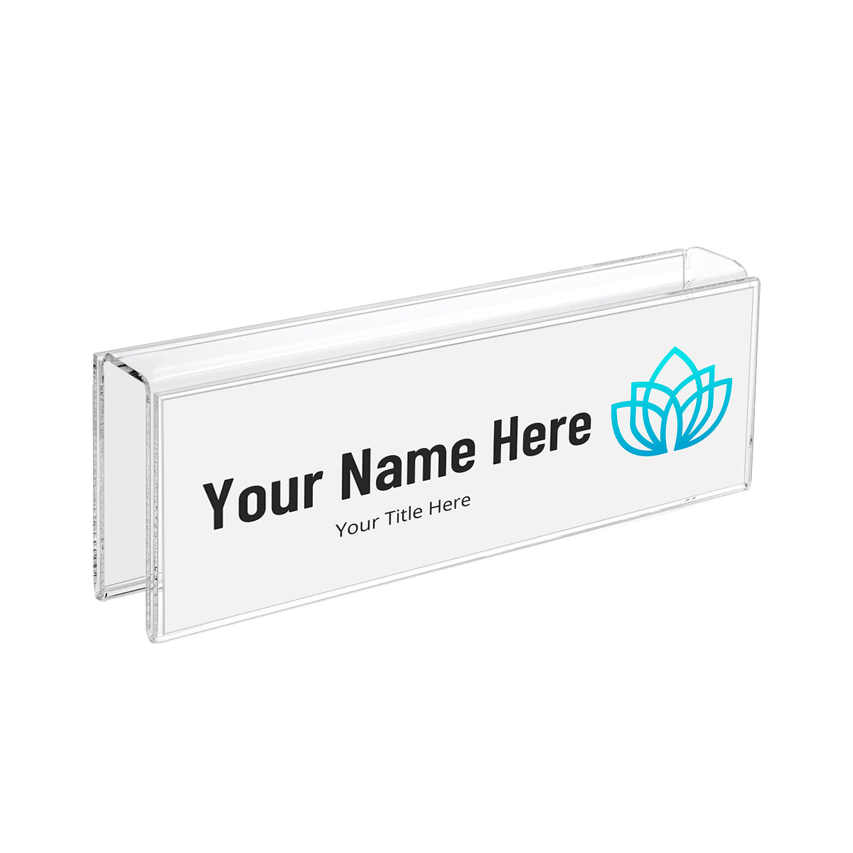 Glass Partition Acrylic Name Plate Sign Holder - 6 inch x 4 inch - 1/4" Cubicle finish