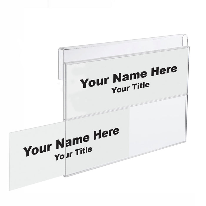 Multi-Tier Nameplate Holders for Glass/Thin Partitions - 2-Slot - 8-1/2 inch x 2-1/2 inch - 1/4"