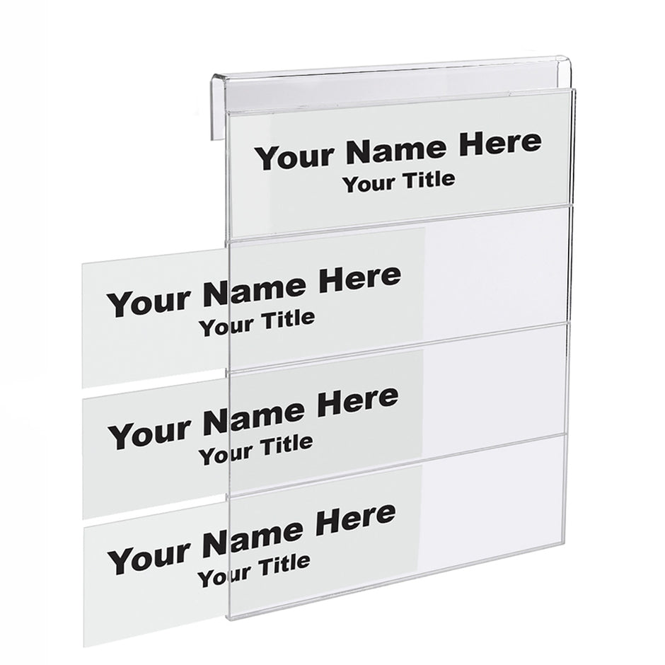 Multi-Tier Nameplate Holders for Glass/Thin Partitions – 4-Slot