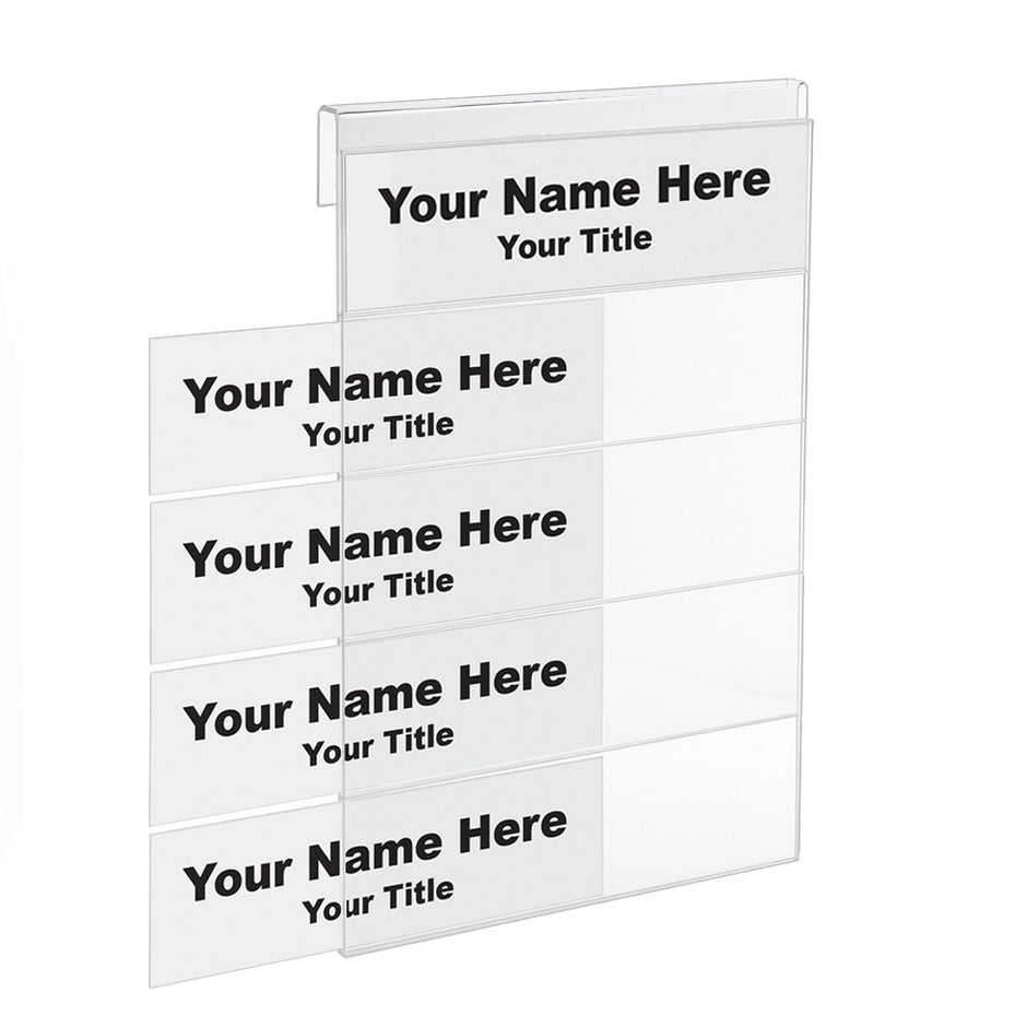Multi-Tier Nameplate Holders for Glass/Thin Partitions – 5-Slot