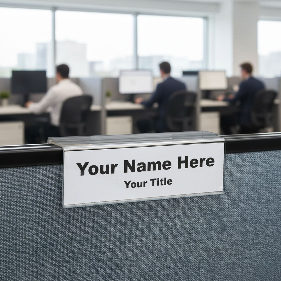 Adjustable Cubicle Nameplate Holders - Single-Sided