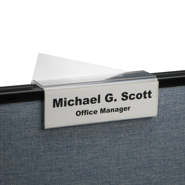Adjustable Double-Sided Cubicle Nameplate Holders | Plastic Products ...