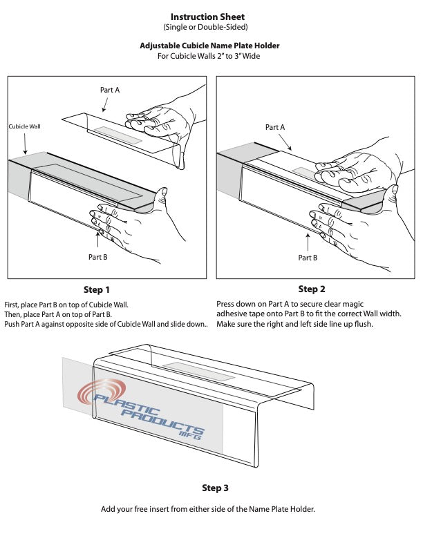 Adjustable Cubicle Name Plate Holders - Double-Sided