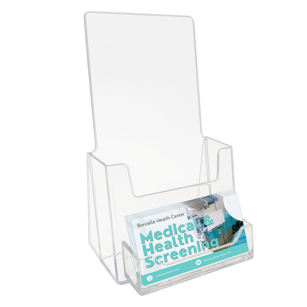 Brochure Holder with Card Holder - 4-1/8" Wide