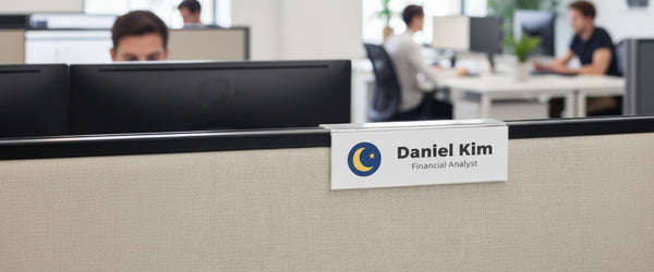 Single-Sided Acrylic Cubicle Nameplate Holder on Partition