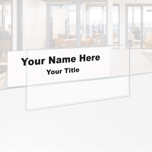 Elevated Glass Partition Nameplate Holder - Double-Sided