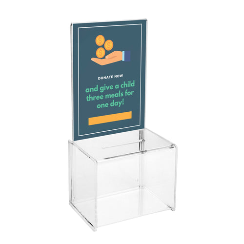 Acrylic Donation Box with sign insert