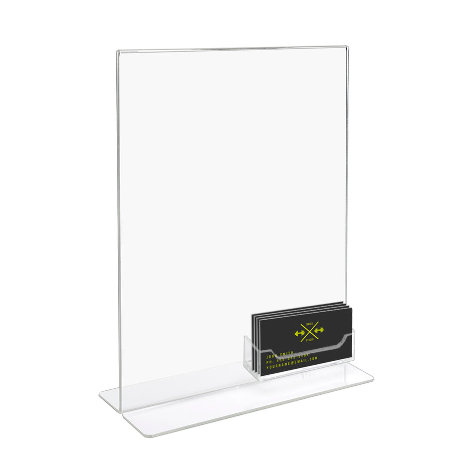 Bottom-Loading Sign Display Holder with Card Pocket with card insert