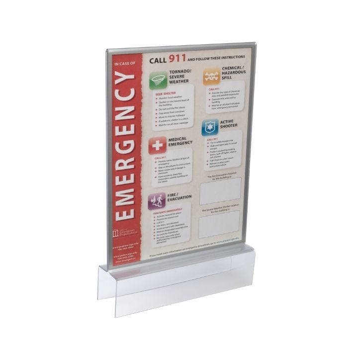 Acrylic Top View Tiered Cubicle Sign Holders w/ Border Silver