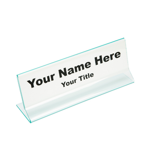 Green Office Desk Name Plate Holders - Sloped
