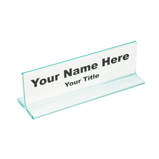 Acrylic Double Sided Office Desk Name Plate Holders Glass Green