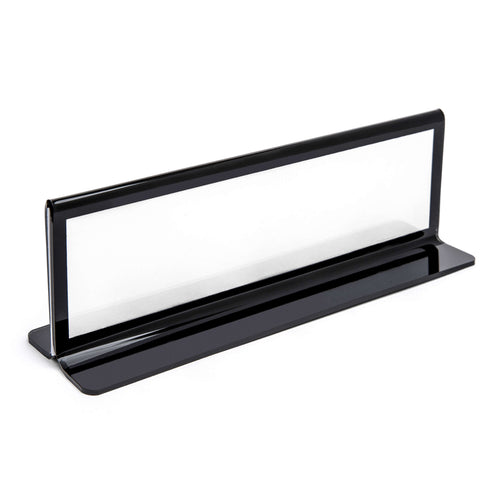 Acrylic Double Sided Office Desk Name Plate Holders w/ Black Borders