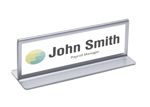 Acrylic Double Sided Office Desk Nameplate Holders w/ Colored Borders with name insert
