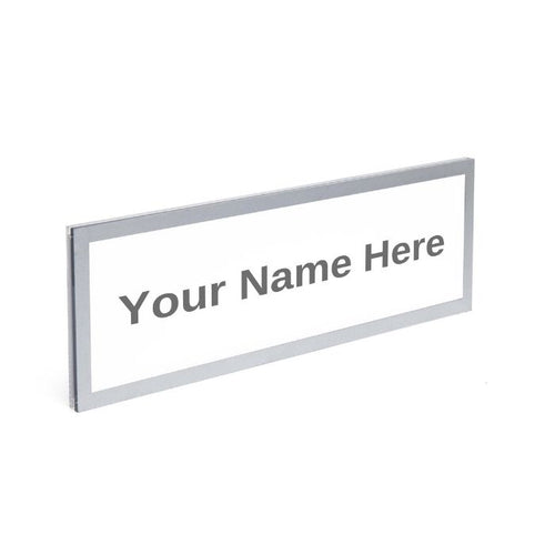 Acrylic Wall Nameplate Holder with Silver Border 8-1/2" x 2-1/2"