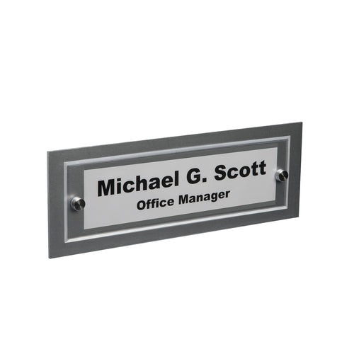 Wall-Mount Silver Name Plate Holders w/ Border