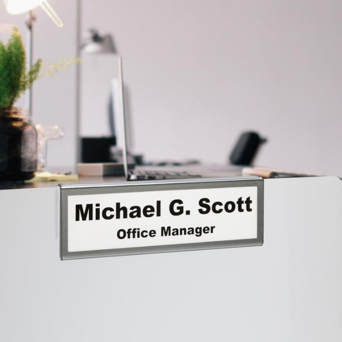 Glass Wall Cubicle Name Plate Holders w/ Border