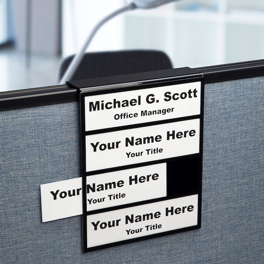 Multi-Tier Name Plate Holders on Cubicle