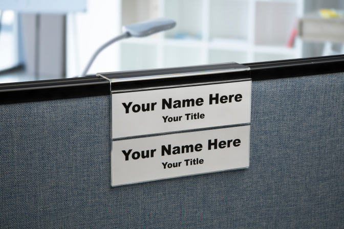Name Plate Signs Slide Over Glass Cubicle Walls 